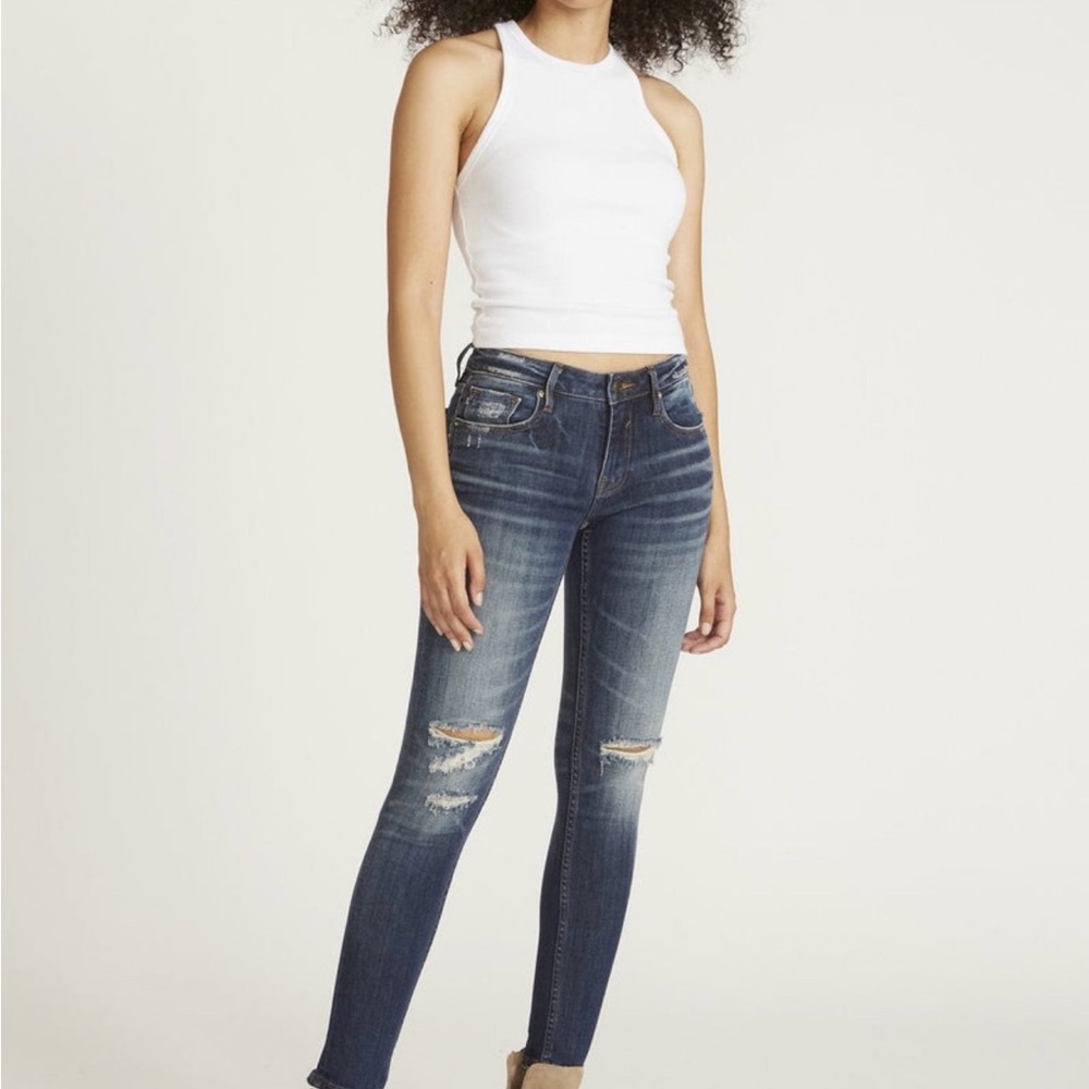 Vigoss Dark Blue Distressed Skinny Jeans